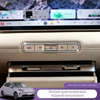 Midali MG4 Gyémánttal díszített, krómozott központi konzol keret MG4 2026-hoz (Márka: Midali; Anyag: Krómozott fém; Modell: MG4 2026; Eredet: Guangdong; Típus: Gyémánt)