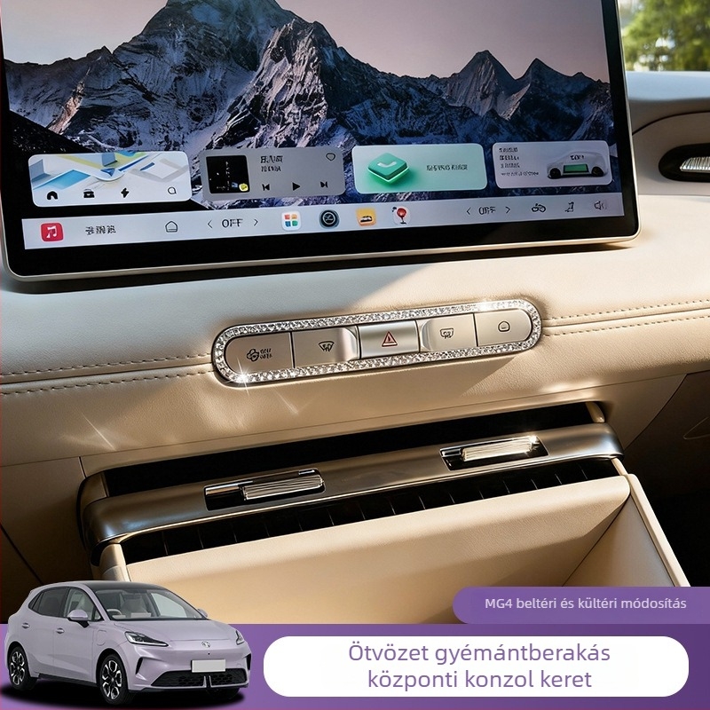 Midali MG4 Gyémánttal díszített, krómozott központi konzol keret MG4 2026-hoz (Márka: Midali; Anyag: Krómozott fém; Modell: MG4 2026; Eredet: Guangdong; Típus: Gyémánt)