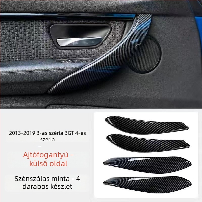 BMW 3/4 Sorozat belső ajtófogantyú és karfa karbon szálas belső borítása (F30) (Illeszkedik: BMW F30; Befejezés: karbon; Logó: nincs; Tartalmazza: belső ajtófogantyú és karfa)