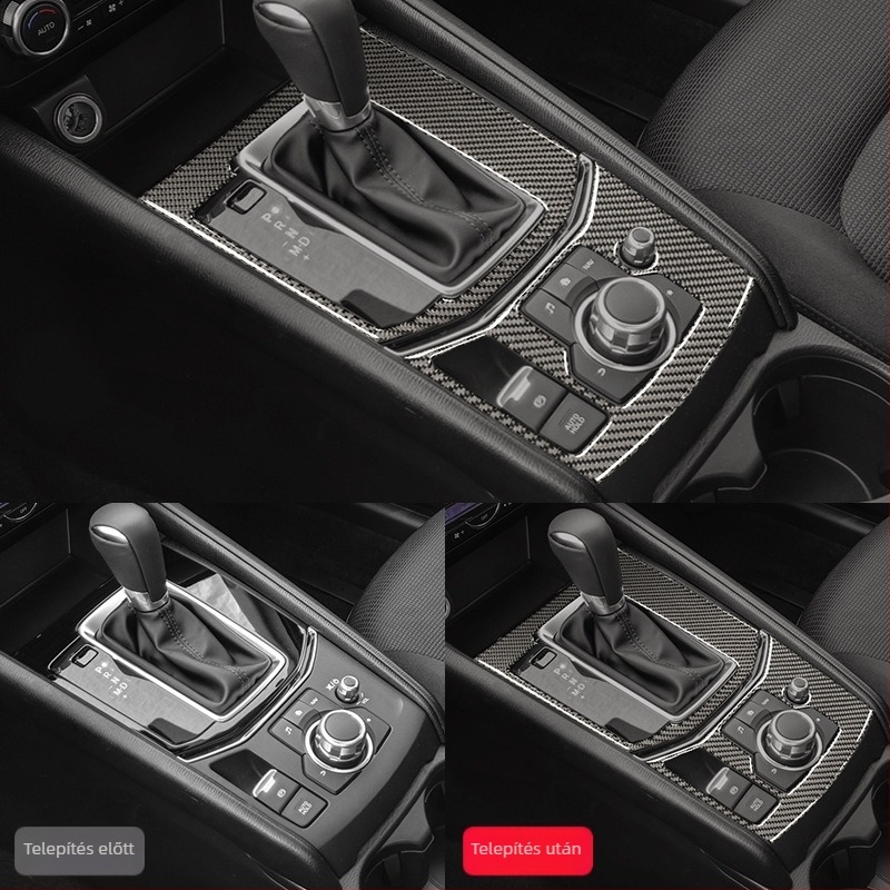 Mazda CX-5 Szénszálas váltópanel – dekoratív matrica belső autóhoz (logóval)