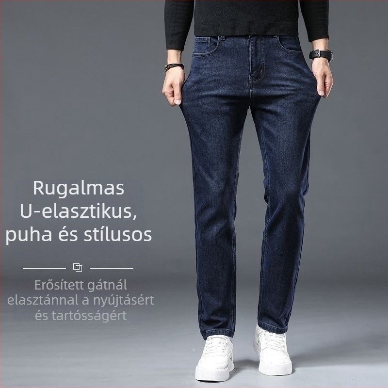 Férfi egyenes szabású farmer, 80% pamut, 9/10 hossz, cipzár