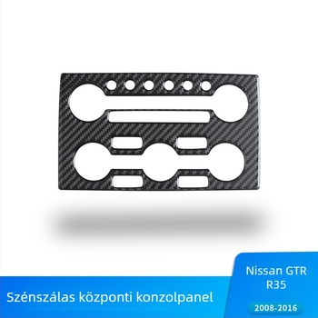 Nissan GTR R35 belső középkonzol panel karbonszálas díszítő kiegészítő ragasztóval; logó nyomtatás lehetséges; testreszabás elérhető