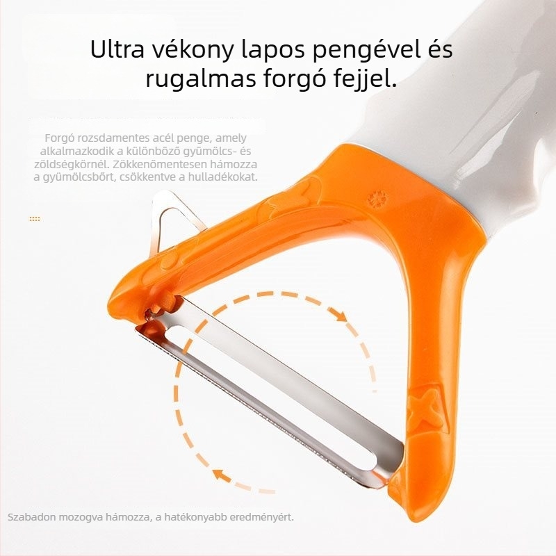 Háztartási többfunkciós hámozó rozsdamentes acél forgó fejjel, burgonya, alma és gyümölcsök hámozásához
