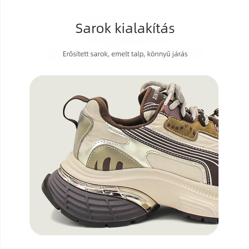 Női platformos sportcipők, hálós felsőrésszel, kerek orrú, kötőzáras, magasságot növelő