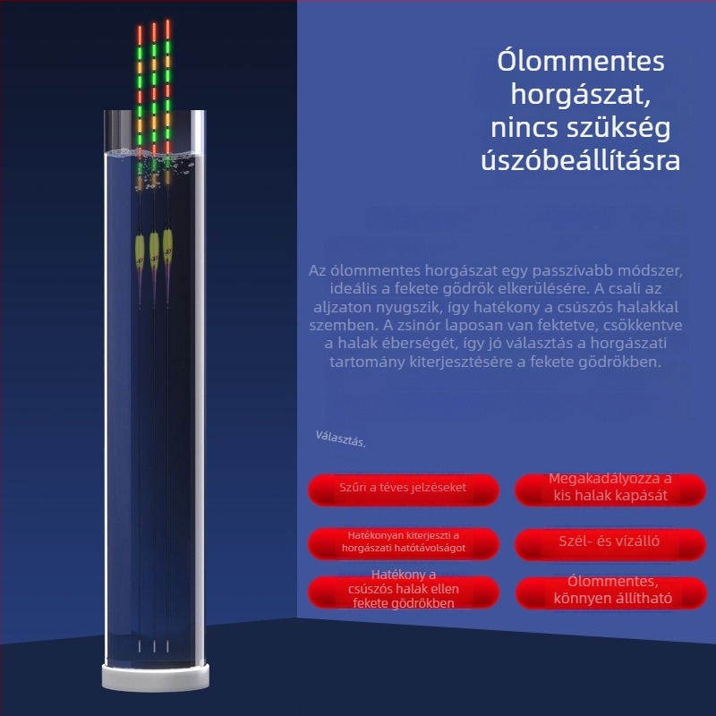 Fényes úszó nagy halakhoz, nappali és éjszakai használatra, ólommentes kivitel
