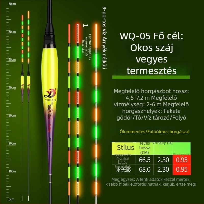 Fényes úszó nagy halakhoz, nappali és éjszakai használatra, ólommentes kivitel