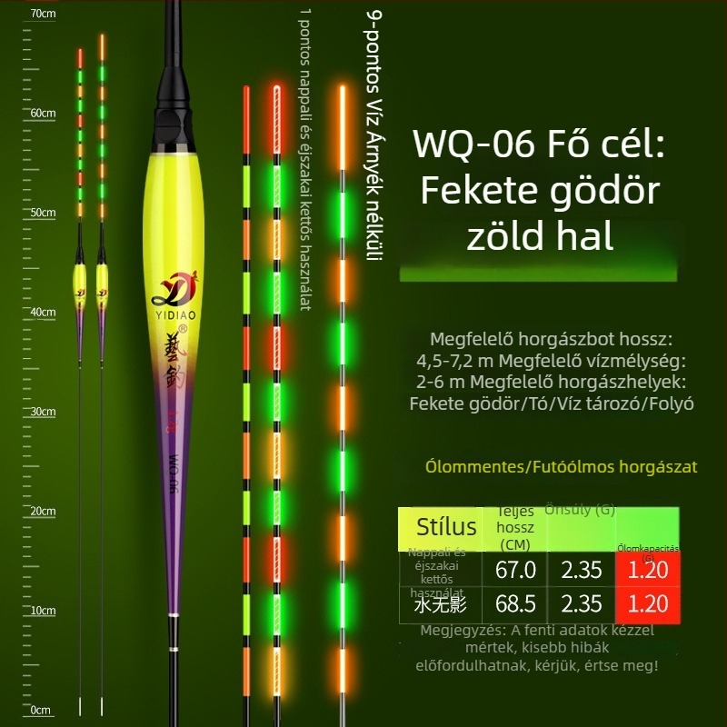 Fényes úszó nagy halakhoz, nappali és éjszakai használatra, ólommentes kivitel