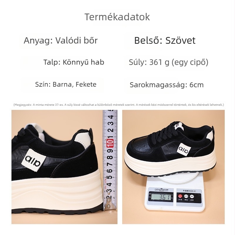 Női nubuk bőrből készült platform cipő, gumitalp, fűzőzárás, kerek orr, talpbetét disznó bőrből