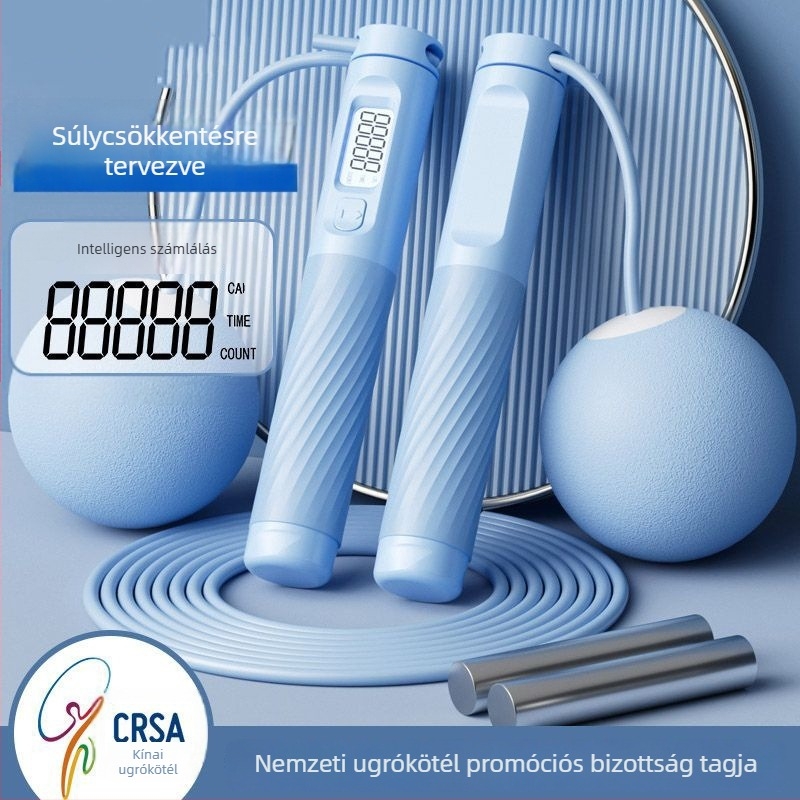 Changfeng Vezeték nélküli ugrókötél súlyozott golyóval és acélsodronnyal, számoló funkcióval, ABS anyag, modell Ts55, otthoni fitnesz felszerelés
