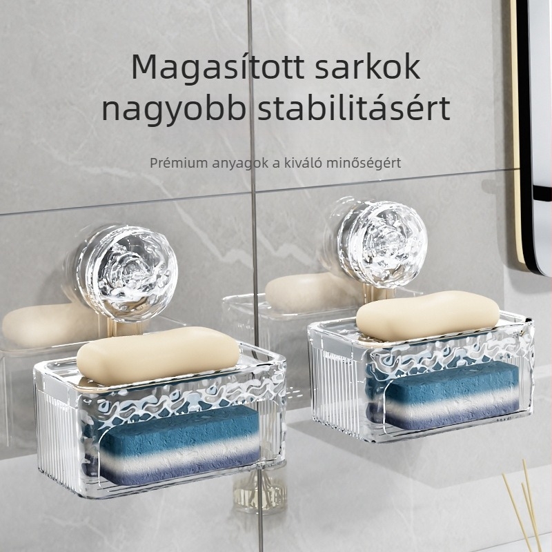 Youyi szappantartó szívófejes, falra szerelhető, két szintű lefolyó polccal, műanyag, 200 db