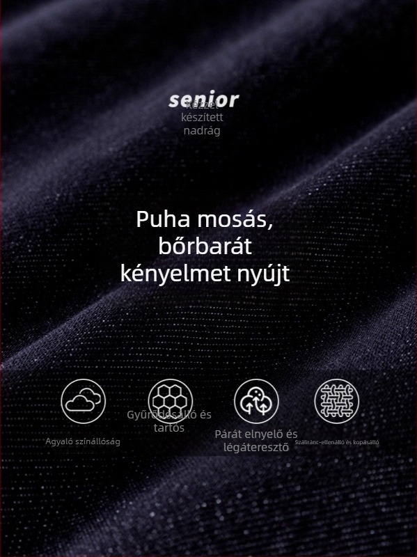 Férfi denimnadrág, egyenes szárú, fleece-béléssel, középmagasságú derék, cipzáras zárás