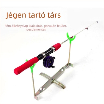 Jéghorgászbot-tartó – kétfejes, tömörfa, nem hajtogatható, nem forgó