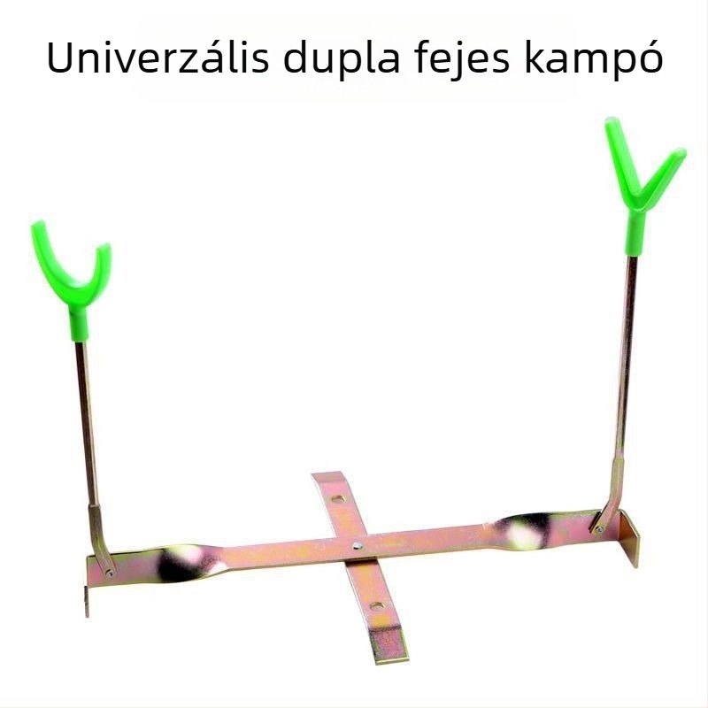 Jéghorgászbot-tartó – kétfejes, tömörfa, nem hajtogatható, nem forgó