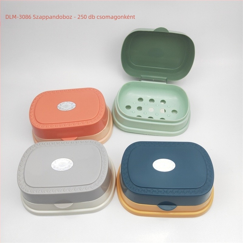 Lemi műanyagból készült dupla rétegű varrat nélküli szappan doboz fürdőszobába, önadhéziós kampóval, 240–250 darab