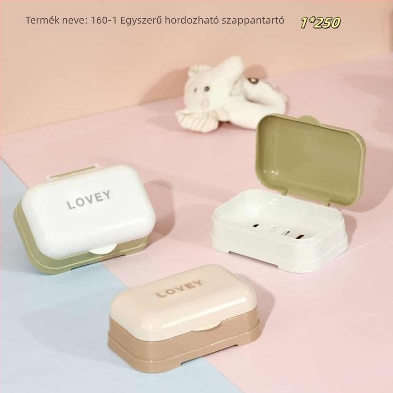 Lemi műanyagból készült dupla rétegű varrat nélküli szappan doboz fürdőszobába, önadhéziós kampóval, 240–250 darab