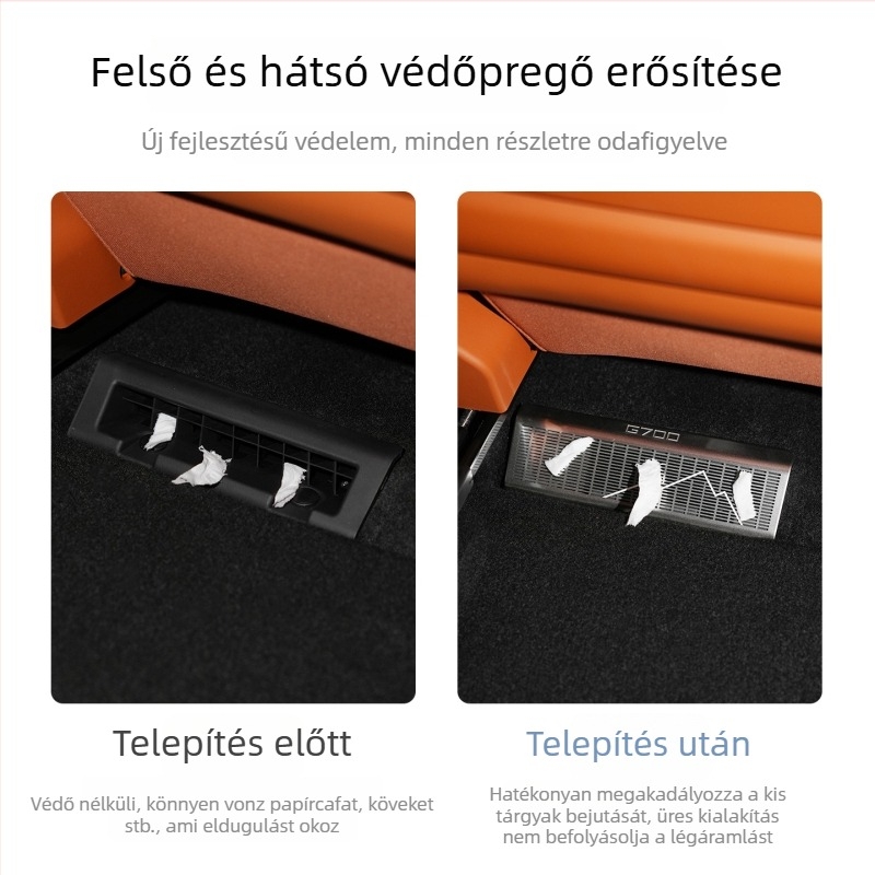 G700 alatti ülés légcsatornájának védőfedél - rozsdamentes acél, blokkolás elleni háló