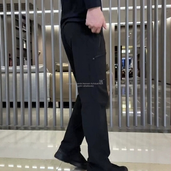 Férfi softshell nadrág fleece-béléssel, egyenes szabású, téli kültéri mindennapi viselet, hímzéssel