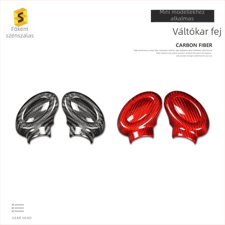 MINI F54/F55/F56 váltófej dekor elem – szénszálas belső, modell N-MINI-207; Anyag: szénszál; Testreszabható feldolgozás: Igen; Licencelhető magáncímke: Igen