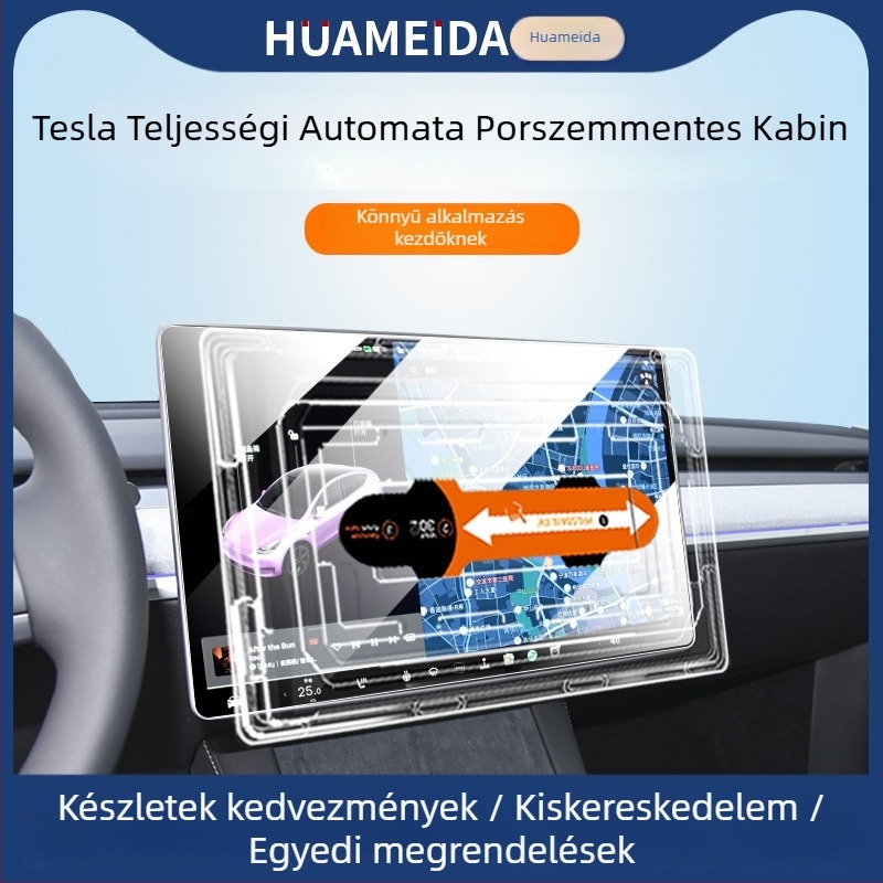 Tesla Model Y/3/YL központi kezelőpanel hátsó kijelzőjének edzett üvegvédő – anti-reflex, robbanásbiztos, autó belső fólia