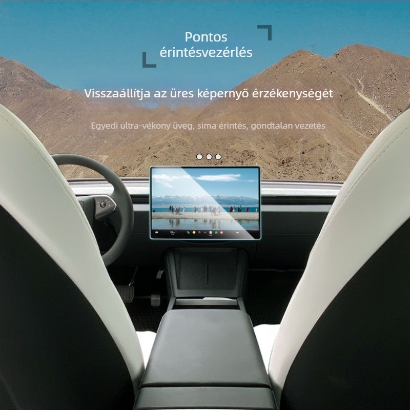Tesla Model Y/3/YL központi kezelőpanel hátsó kijelzőjének edzett üvegvédő – anti-reflex, robbanásbiztos, autó belső fólia