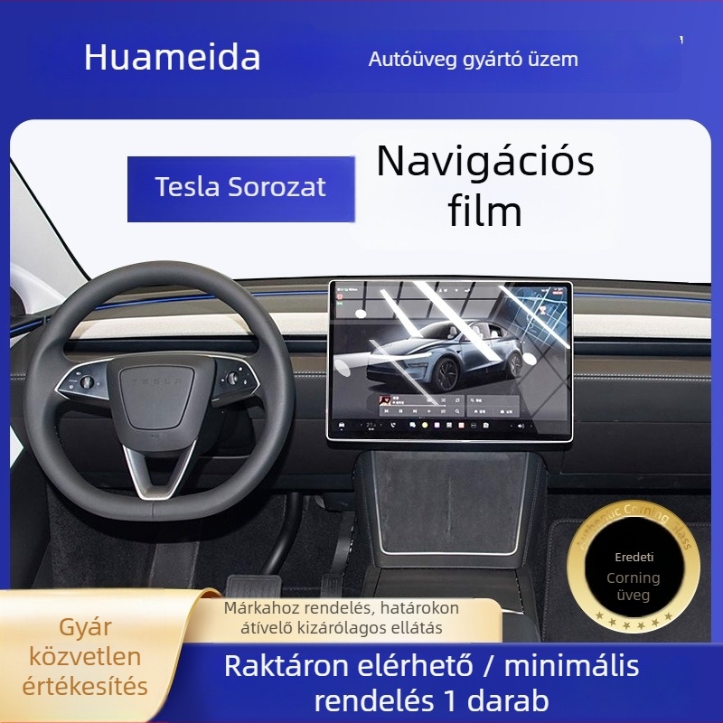 Tesla Model Y/3/YL központi kezelőpanel hátsó kijelzőjének edzett üvegvédő – anti-reflex, robbanásbiztos, autó belső fólia
