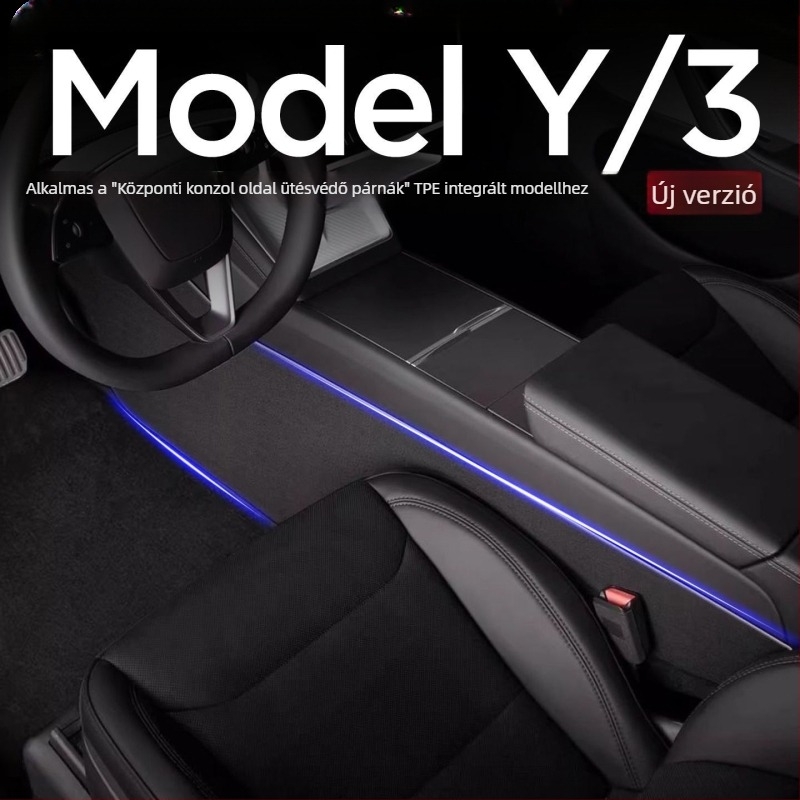 Tesla Model 3/Y központi konzol oldalvédő pad, PP anyag, ragasztóval történő telepítés, belső módosítás kiegészítő