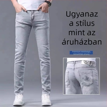 Nadrág - slim-fit denim, pamut, középső magasságú derék, bokáig érő hossz (Slim-fit; Denim; Pamut; Középmagasságú derék; Bokáig érő)
