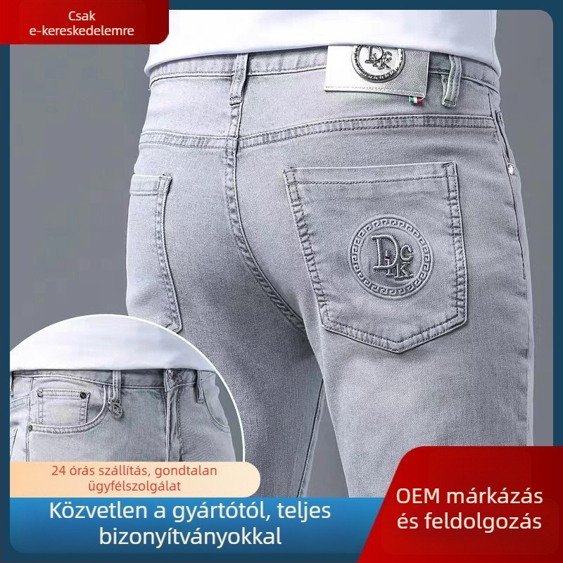 Nadrág - slim-fit denim, pamut, középső magasságú derék, bokáig érő hossz (Slim-fit; Denim; Pamut; Középmagasságú derék; Bokáig érő)