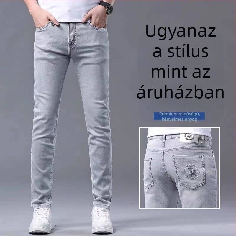 Nadrág - slim-fit denim, pamut, középső magasságú derék, bokáig érő hossz (Slim-fit; Denim; Pamut; Középmagasságú derék; Bokáig érő)