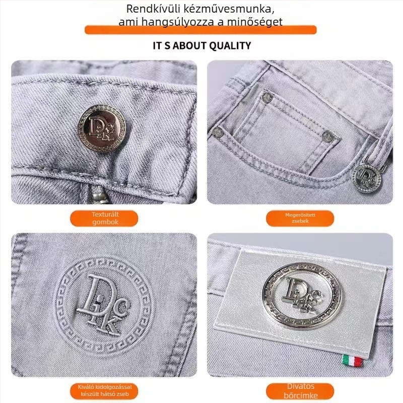 Nadrág - slim-fit denim, pamut, középső magasságú derék, bokáig érő hossz (Slim-fit; Denim; Pamut; Középmagasságú derék; Bokáig érő)