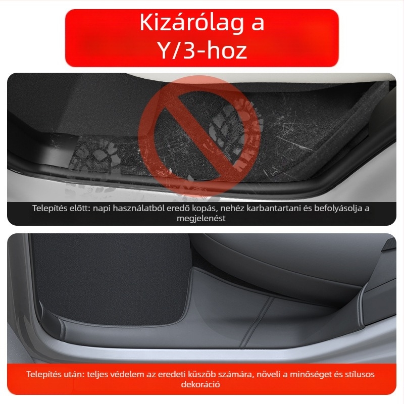 n3 Bőr Hátsó Ajtó Küszöb Védő Tesla Model Y/Model 3 (új verzió) – Anti-ütés párna és sarokvédő
