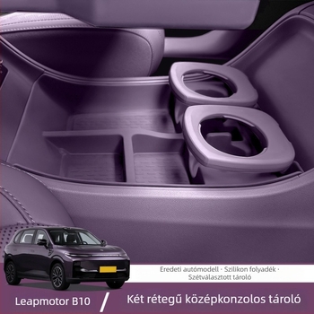 Leapmotor B10 központi konzol alsó tároló, kétszintes, szilikon párnázással
