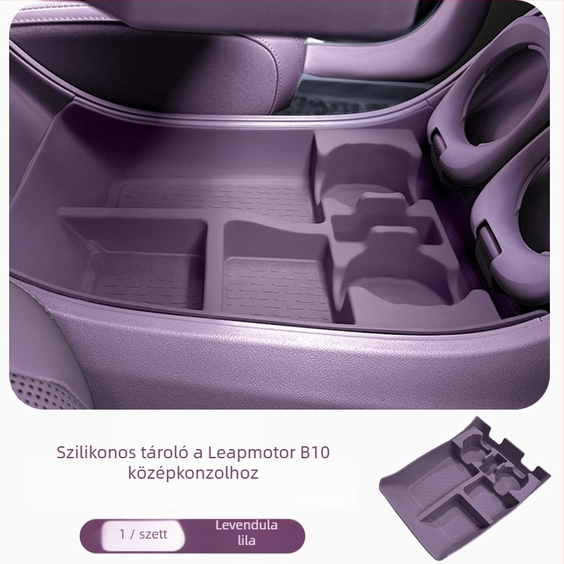Leapmotor B10 központi konzol alsó tároló, kétszintes, szilikon párnázással