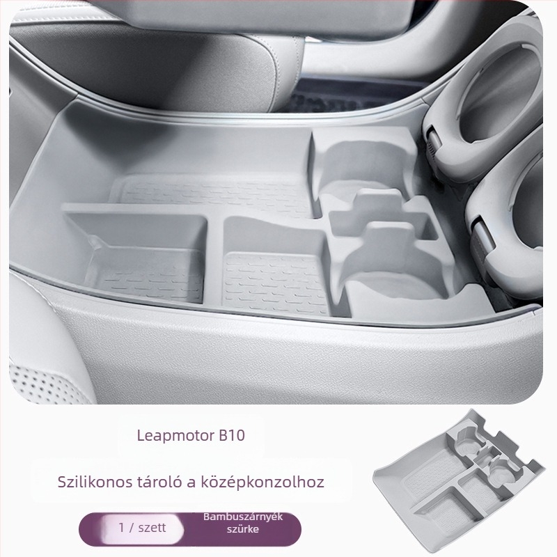 Leapmotor B10 központi konzol alsó tároló, kétszintes, szilikon párnázással