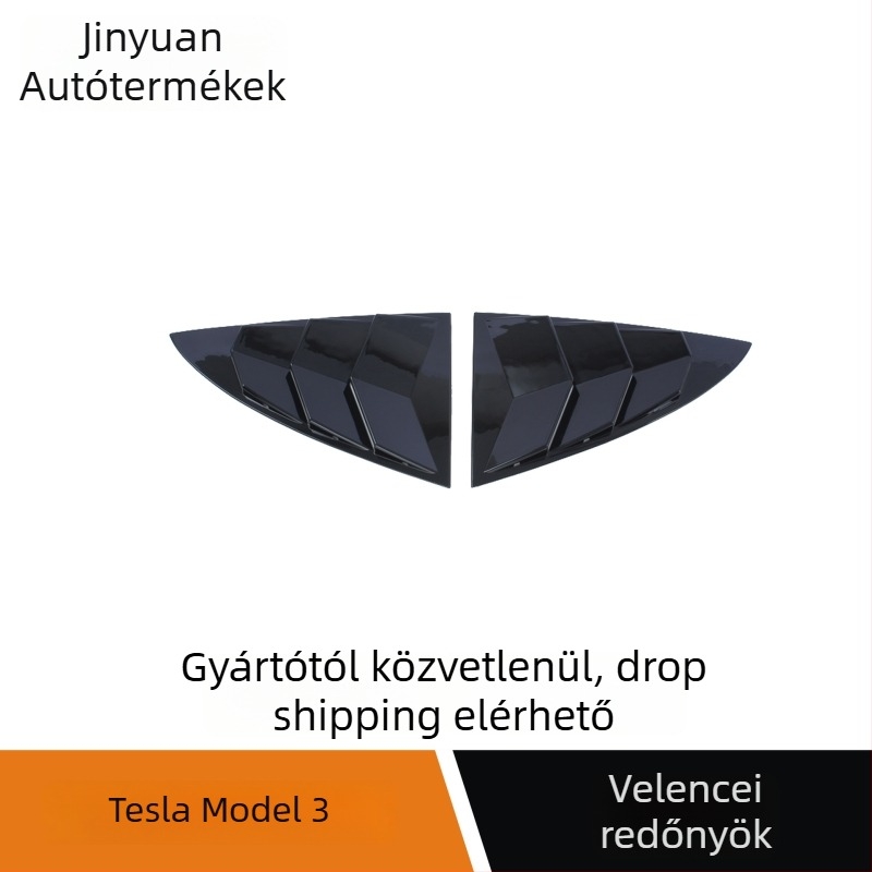 Tesla Model 3 Hátsó ablak háromszög alakú dekoratív patch - ABS műanyag, külső kiegészítő, Márka Today's Source
