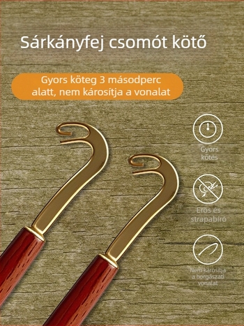 PU anyagú hordozható damilkötő eszköz horgászathoz, kézi, ívelt horoggal