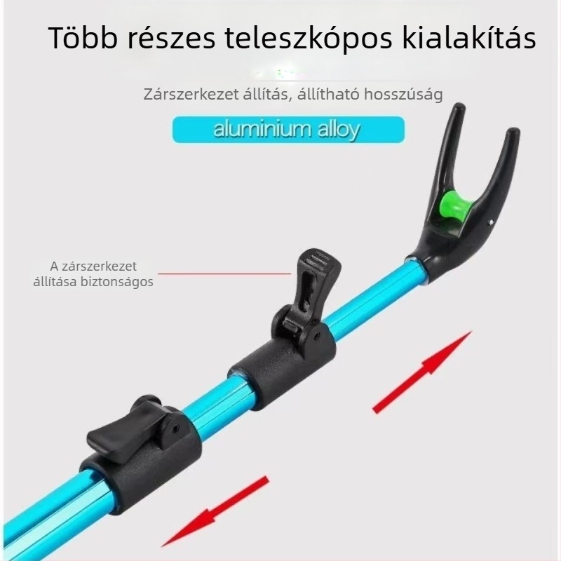 Rozsdamentes acél és alumínium ötvözetű horgászbot-tartó talajba szúrt állvánnyal, hordozható