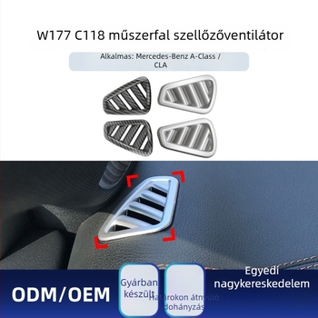 AMP-Z ABS műanyag belső díszpanel a műszerfal légbeömlőinek Mercedes-Benz A-Class/CLA (W177/C118) — logó nélkül, testreszabható