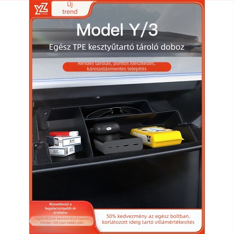 ABS műanyag belső tároló elválasztó a Tesla Model 3/Y kesztyűtartóhoz