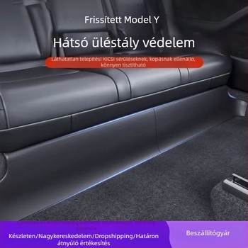 PP anyagú hátsó ülés anti-kick védőlap Tesla Model Y/3 - ragasztós telepítés, középkonzol belső modell, Guangzhou eredet