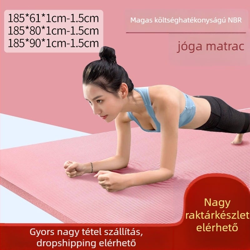 Kezdőknek jóga matrac, csúszásmentes, NBR, vastagság 10-15, tömeg 800, egyszínű dizájn