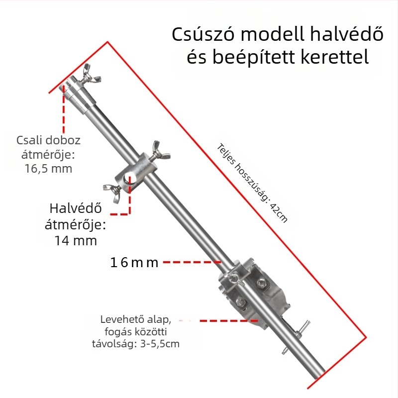 Flying – rozsdamentes acél és alumínium ötvözetből készült etetőmedence-tartó, csúszó karos – 2 az 1-ben halőrző a horgászplatformhoz
