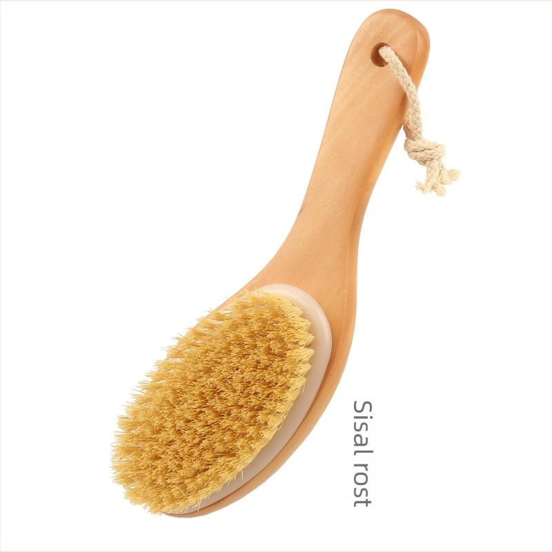 Fürdő- és masszázsecset csirke láb formájú ívelt nyéllel, lotusz sörtékkel, hámlasztó masszázs puha szálakkal