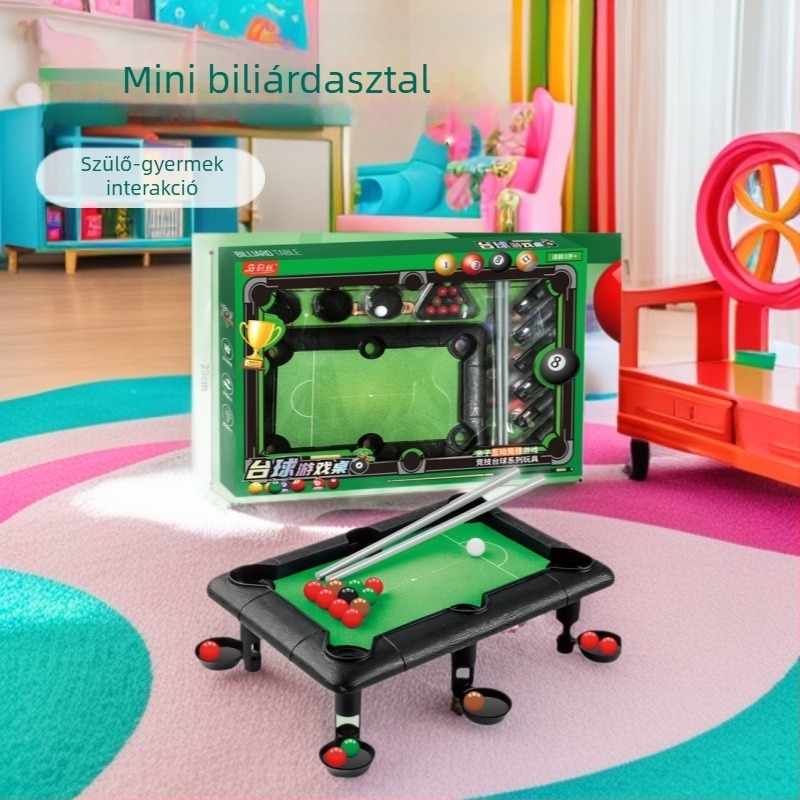 Gyerekeknek szánt mini asztali biliárd játék, műanyagból, 4-6 éveseknek, fejleszti a szem-kéz koordinációt és kognitív képességeket