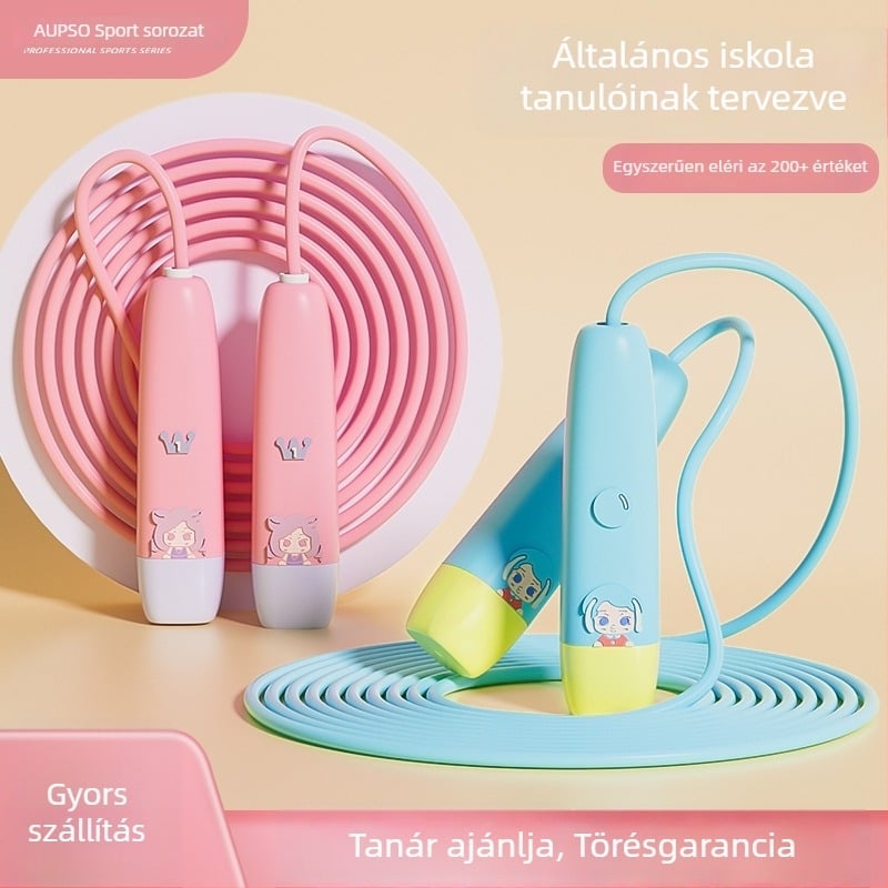 Rajzfilmszerű gyerek ugrókötél, csomómentes, állítható hosszúságú, PVC anyagú, fiúknak és lányoknak, iskolai edzéshez