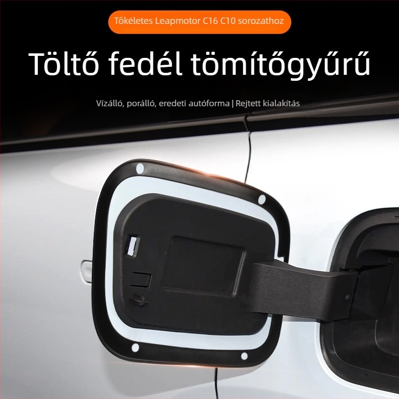 Leapmotor C10/C16 töltőport tömítőgyűrű – szilikon, ragasztószerelés, autóoldali illeszkedés