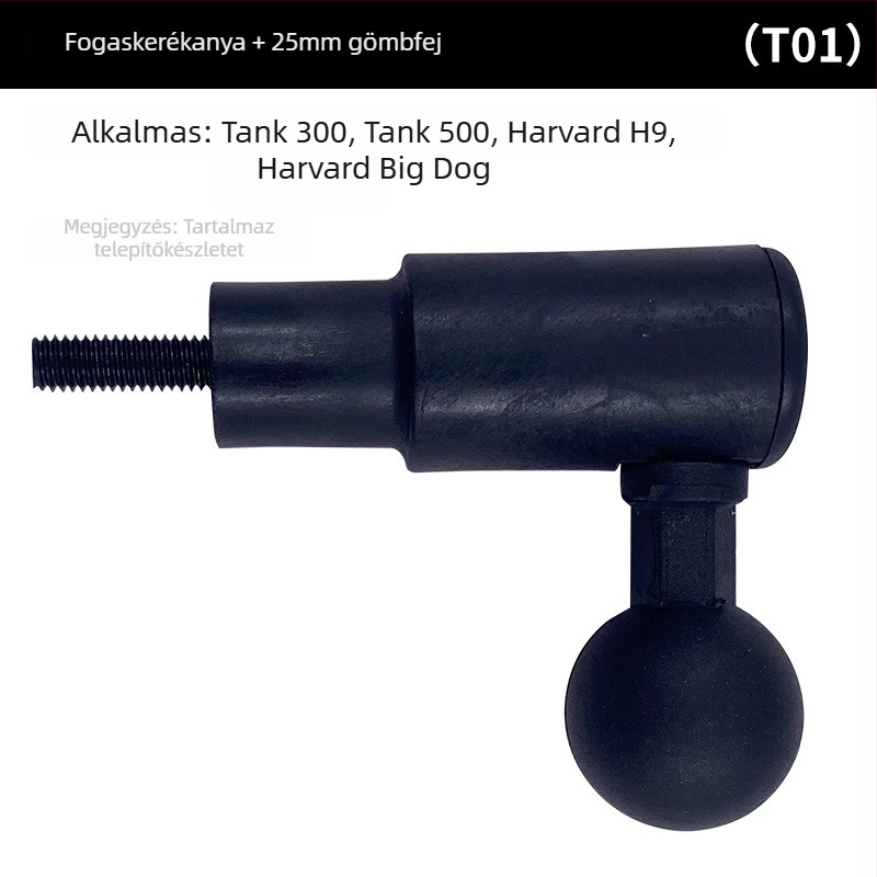 Autótelefon-tartó A-oszlop hüvelycsavar és 25 mm gömbfej, ABS test