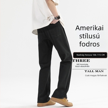 Farmernadrág kissé bővülő lábszárhoz, közepes derekú, kopott pamut denim, zipzár, zsebdíszítés