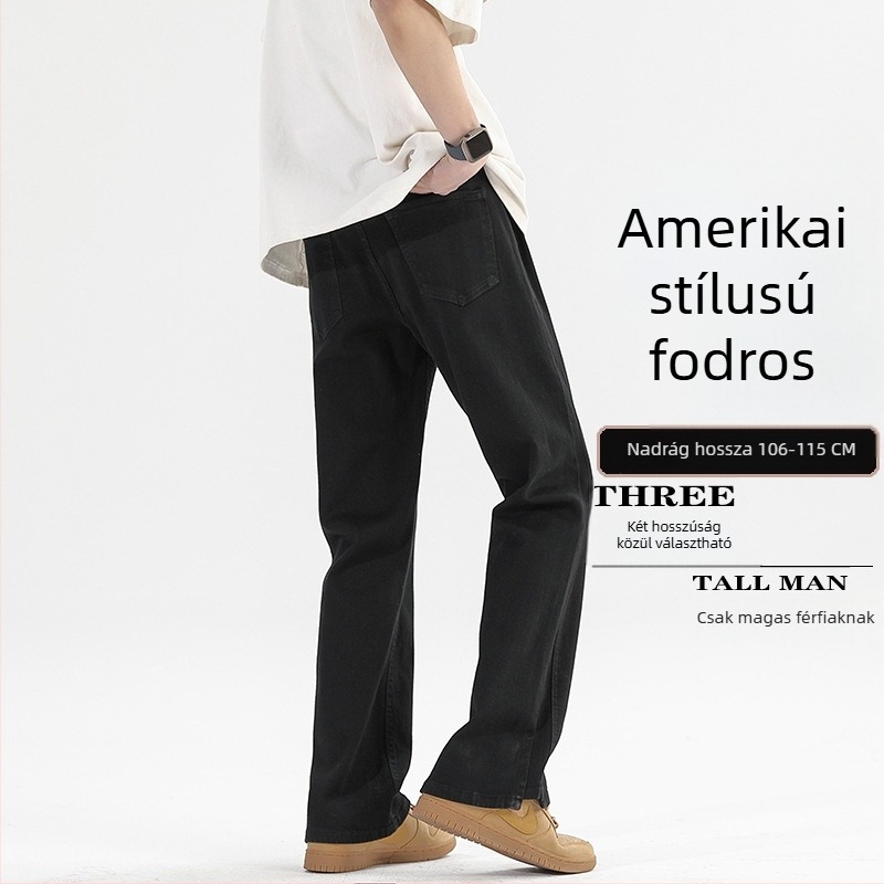 Farmernadrág kissé bővülő lábszárhoz, közepes derekú, kopott pamut denim, zipzár, zsebdíszítés
