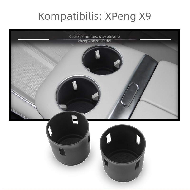 Xpeng X9-hez szilikon központi konzol pohártartó fedele – snap-on telepítés